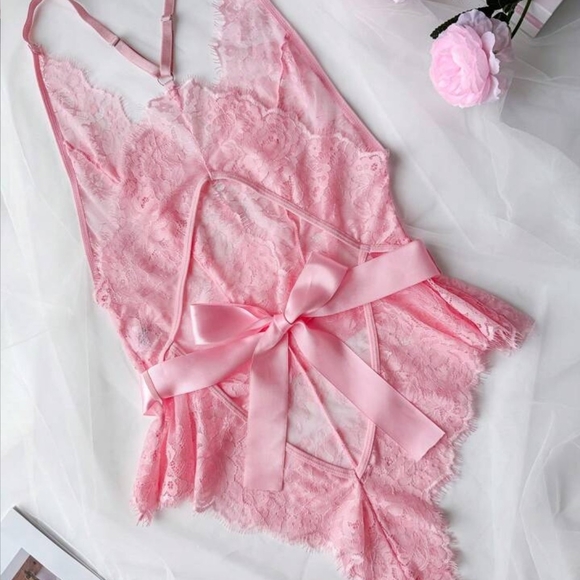 Source Unknown Other - Pink Lace Chemise with Satin Bow